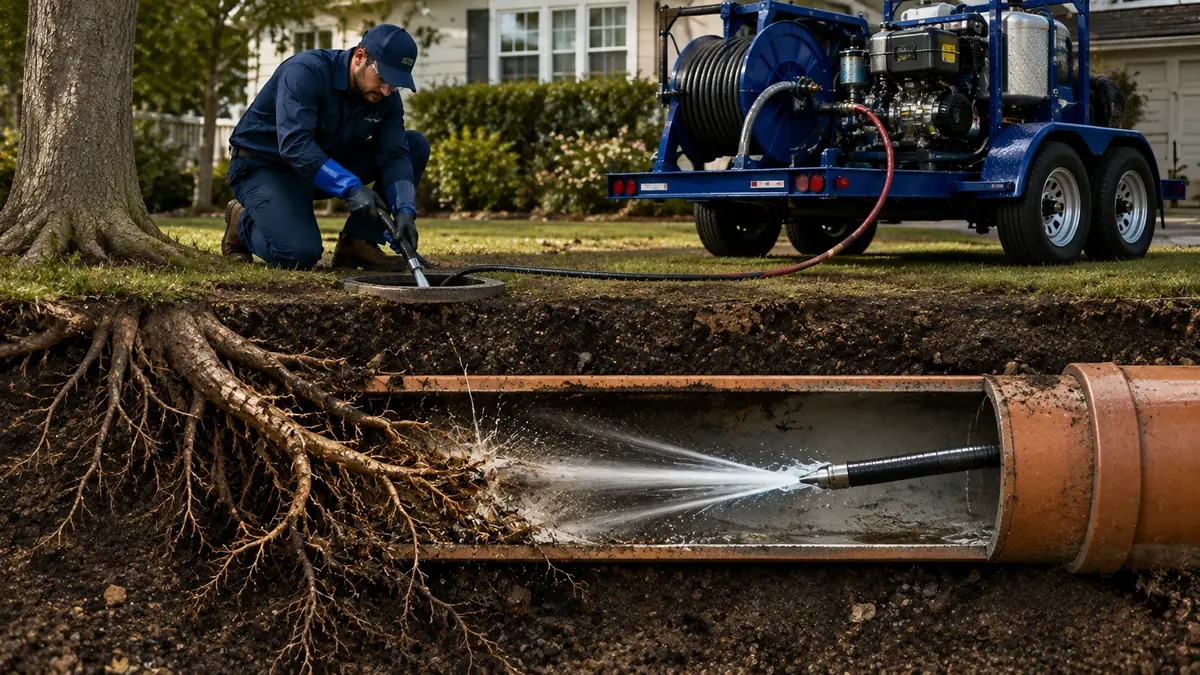 Tree Root Removal with Hydro Jetting in Lake Hughes